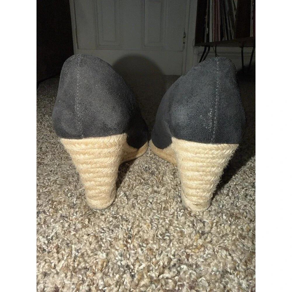 Charles by Charles David Black Espadrille Wedge Pumps Faux Suede Sz 7.5 M